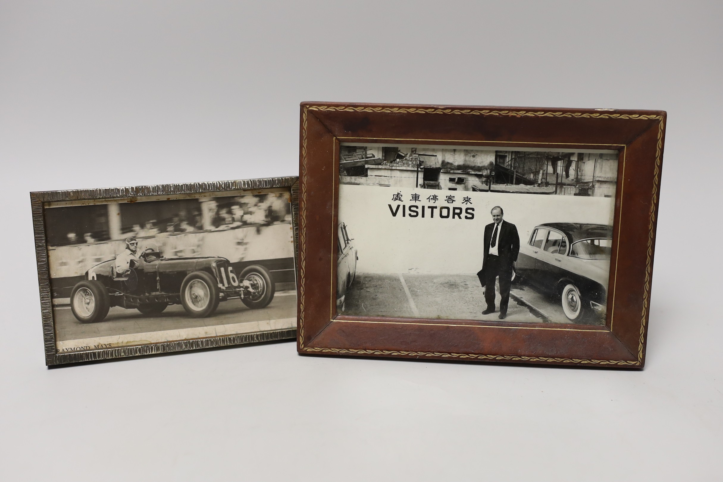 Automobilia- Loris Goring photos, Singapore, Thompson Road Grand Prix 1957-66, 1962 car badge etc